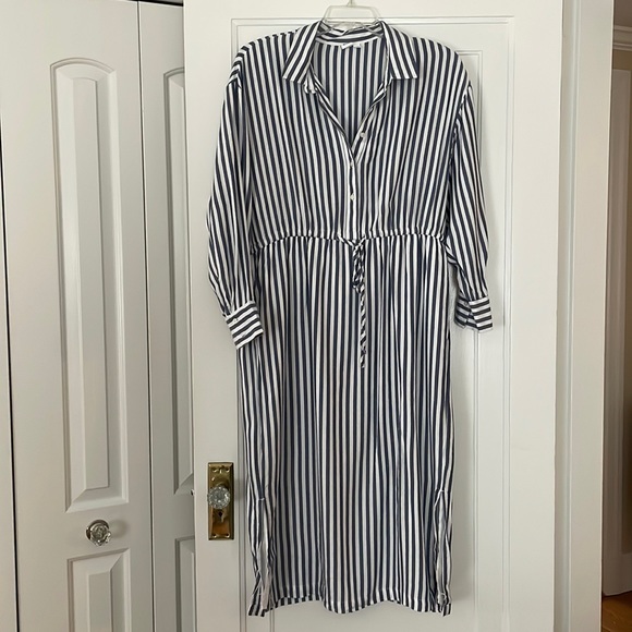 GAP Dresses & Skirts - GAP Blue and White Striped Maxi Shirt Dress Size XL